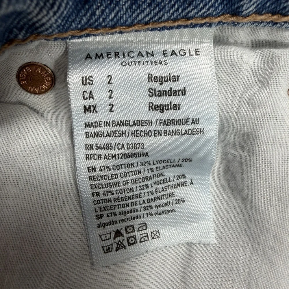 American Eagle Barrel Jeans Women's 2 (29x26) Casual Streetwear Boho Wide Leg - Picture 8 of 12